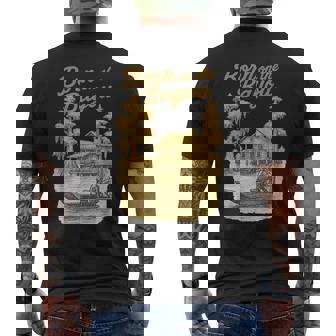 Vintage Louisiana Southern Country Pride Born On The Bayou Men's T-shirt Back Print - Monsterry