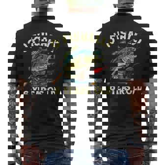 Vintage O'fishally 6 Years Old Fishing 6Th Birthday Boy Men's T-shirt Back Print - Monsterry