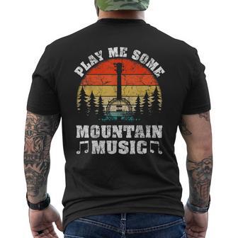 Vintage Play Me Some Mountain Music Mandolin Men's T-shirt Back Print - Thegiftio UK