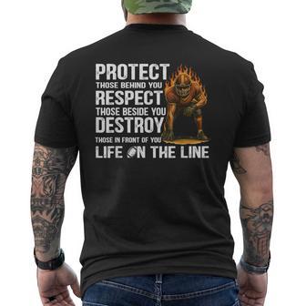 Vintage Protect Respect Destroy Offensive Lineman Football Men's T-shirt Back Print - Thegiftio UK