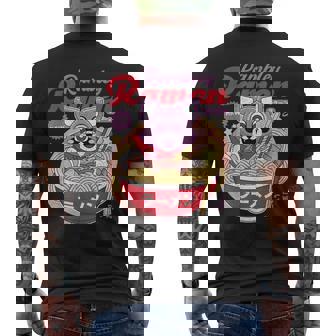Vintage Rambley The Japanese Raccoon Ramen Men's T-shirt Back Print | Mazezy