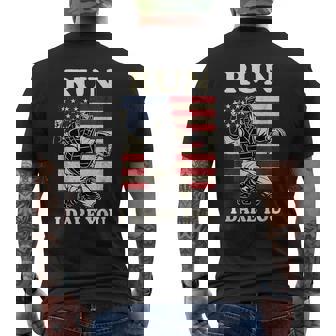 Vintage Run Steal I Dare You Baseball Fans Catcher Usa Flag Men's T-shirt Back Print | Seseable CA