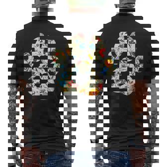 Vintage Silhouette Flowers Floral Paw Print Heart Men's T-shirt Back Print - Thegiftio