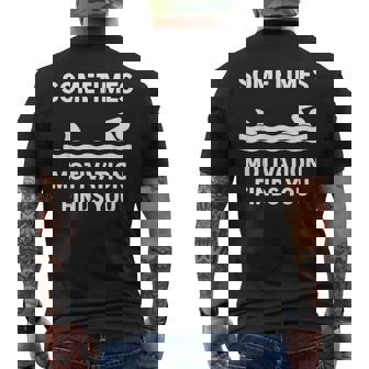 Vintage Sometimes Motivation Finds You Shark Men's T-shirt Back Print - Monsterry