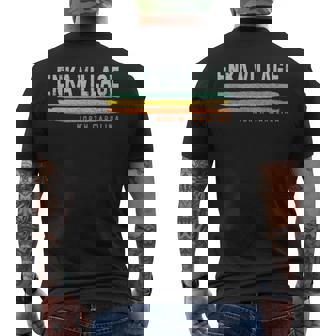 Vintage Stripes Enka Village NC Men's Back Print T-Shirt | Mazezy