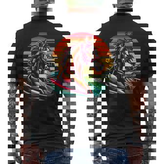 Vintage Sunset Horse Horseback Equestrianism Horse Riding Men's Back Print T-Shirt | Mazezy
