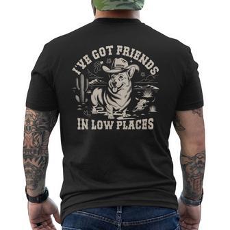 Vintage Western Cowboy Corgi Saying I've Got Friends Men's T-shirt Back Print - Thegiftio UK