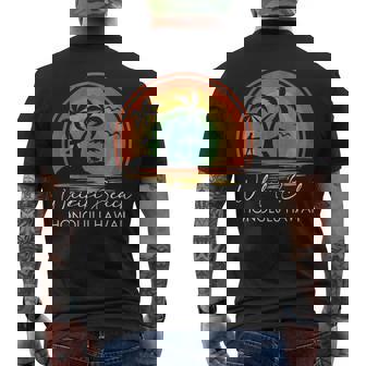 Waikiki Beach Honolulu Hawaii Summer Vacation Tropical Men's T-shirt Back Print - Monsterry