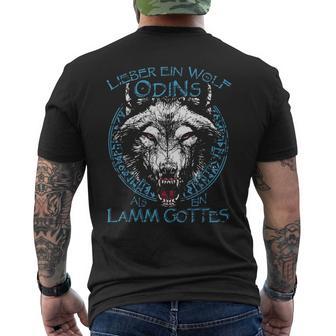 Walhalla Lieber Wolf Wölfe Odins Geri Freki Als Lamm Gottes T-Shirt mit Rückendruck - Geschenkecke