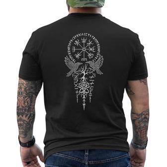 Walhalla Odins Raben Runen Nordischer Kompass Wikinger T-Shirt mit Rückendruck - Geschenkecke