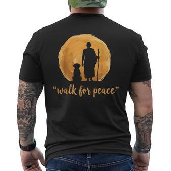 Walk For Peace Monks Aloka Dog Minimalist Spiritual Men's T-shirt Back Print | Seseable UK