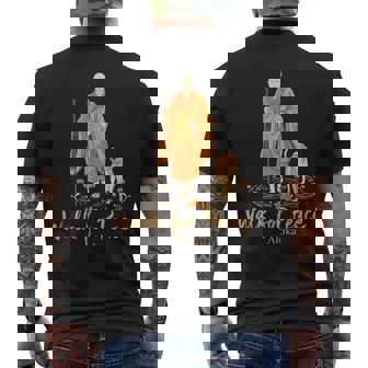 Walk For Peace Monks With Aloka Dog Monks Minimalist Zen Men's T-shirt Back Print - Monsterry