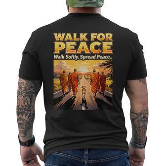 Walk For Peace Walksoftly Spreadpeace Buddhist Monk Zen Men's T-shirt Back Print - Thegiftio UK