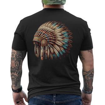 War Bonnet Native American Chief Men's T-shirt Back Print - Thegiftio UK