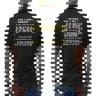 I Wasn't Listening I Was Thinking About Equestrianism Tank Top Men's Back Print T-Shirt | Mazezy