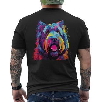 Watercolor Colorful Bouvier Des Flandres Dog Men's T-shirt Back Print - Thegiftio UK