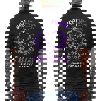 I Wear Purple For Epilepsy Awareness Month Heart Warrior Men's T-shirt Back Print - Monsterry