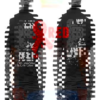 I Wear Red For Myself Heart Disease Awareness Butterflies Men's T-shirt Back Print - Thegiftio