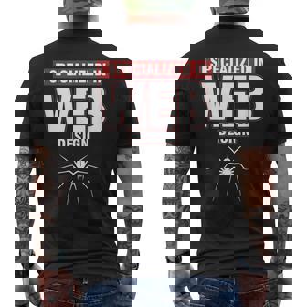 Web Designer Developer HTML CSS Specialises In Web Design Men's Back Print T-Shirt | Mazezy