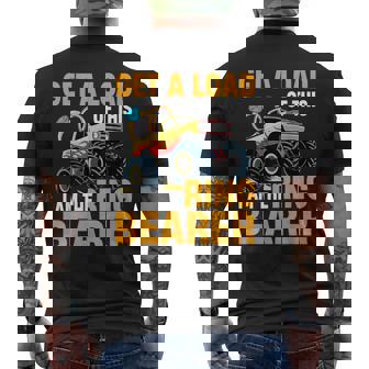 Wedding Iam The Ring Bearer Monster Truck Boys Men's T-shirt Back Print - Monsterry