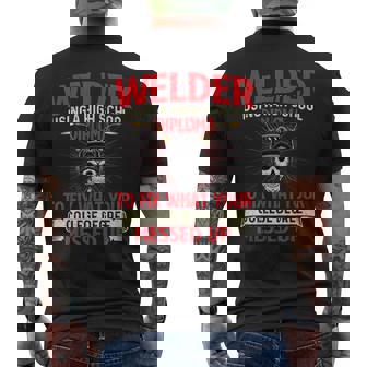 Welder Using A High School Diploma Weld Welding Ironworker Men's Back Print T-Shirt | Mazezy