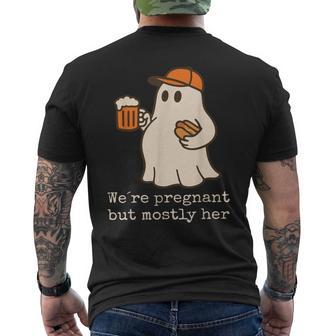 We're Pregnant But Mostly Her Ghost Halloween Couple Men's T-shirt Back Print - Thegiftio UK