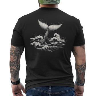 Whale Tail In Wave Graphic Men's T-shirt Back Print - Thegiftio UK