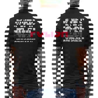 My Wife Is Polish Nothing Scares Me Polish Heritage Men's T-shirt Back Print - Monsterry