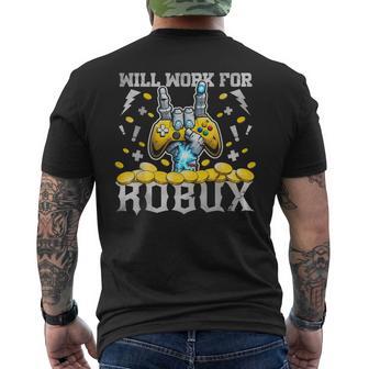 Will Work For Robux Gaming Blockchain Token Saying Men's T-shirt Back Print - Thegiftio UK