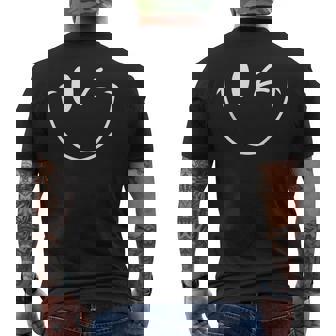 Winking Smile Face Cute Happy Wink Smiling Face Men's T-shirt Back Print | Mazezy