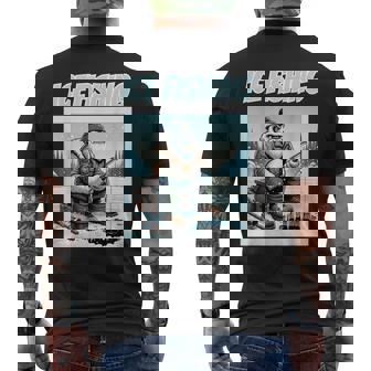 Winter Angling Abdominal Snowman Ice Fishing Men's Back Print T-Shirt | Mazezy