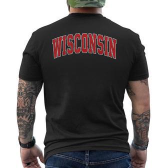 Wisconsin Wi Vintage Athletic Sports Men's T-shirt Back Print - Seseable