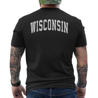 Wisconsin Wi Vintage Athletic Sports Style 80S 90S Men's T-shirt Back Print - Thegiftio