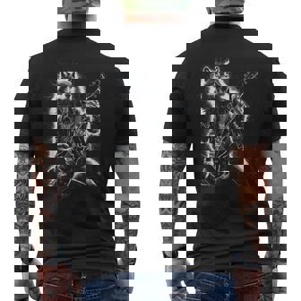 Wolf Playing Guitar Rocker Dog Playing Guitar Rock Men's T-shirt Back Print - Thegiftio