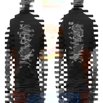 Working Class Skull Blue Collar Traditional Tattoo Flash Men's T-shirt Back Print - Monsterry