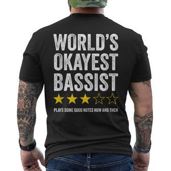 World's Okayest Bassist Humorous Bass Guitar Player Men's T-shirt Back Print - Thegiftio UK