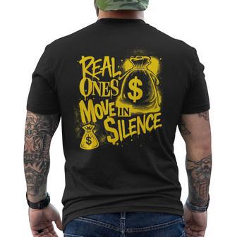 Yellow Real Ones Move In Silence Color Graphic Men's T-shirt Back Print - Thegiftio UK