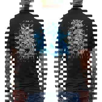 Zebra Portrait Wildlife Splash Nature Colorful Animal Art Men's Back Print T-Shirt | Mazezy