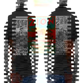 Zion National Park Utah Angels Landing Vintage Hiking Trail Men's Back Print T-Shirt | Mazezy