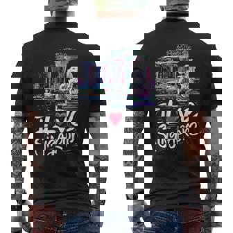 「I Loveingapore Citykyline」とマーライオンのデザイン。 メンズTシャツ バックプリント - Kawaiitshirt