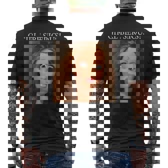 おもしろいドールフェイスミームガール本気で メンズTシャツ バックプリント - Kawaiitshirt