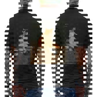 おもしろタバコ 子猫 喫煙 バカ ミーム ブレイン メンズTシャツ バックプリント - Kawaiitshirt