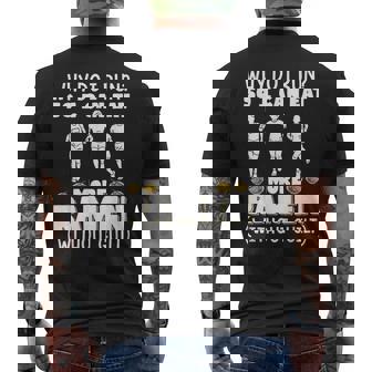 なぜ走るの だからもっと食べられるラーメンマラソン メンズTシャツ バックプリント - Kawaiitshirt