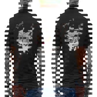 ねこシャーサバトラ白猫ver メンズTシャツ バックプリント - Kawaiitshirt