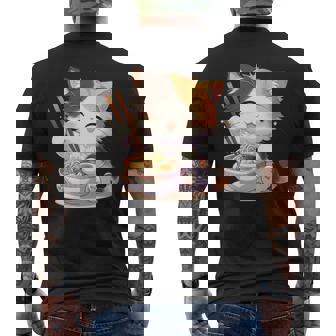 わがまま猫 ねこ ラーメン好き かわいい おもしろ マンガ 長袖tシャツ メンズTシャツ バックプリント - Kawaiitshirt