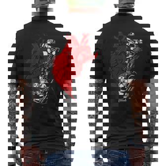 オートバイ エンジン バイカー アンチバレンタインデー 面白いグラフィック メンズTシャツ バックプリント - Kawaiitshirt