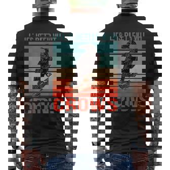 カラス ライフ・イズ・ベター バード鳥類学 カラス メンズTシャツ バックプリント - Kawaiitshirt