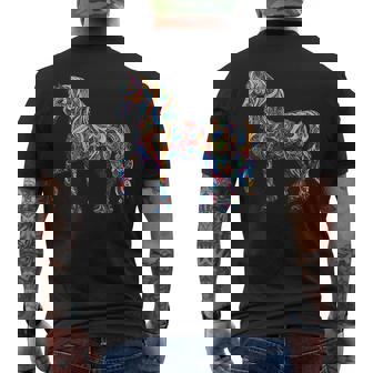 カラフルな抽象的な馬 メンズTシャツ バックプリント - Kawaiitshirt