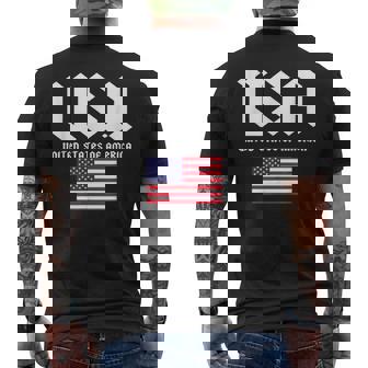 クールなアメリカ国旗グレートーンのイラストグラフィックデザイン。 メンズTシャツ バックプリント - Kawaiitshirt