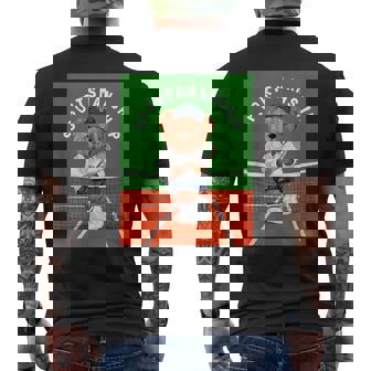 クールなテディベア テニス イラスト グラフィックデザイン メンズTシャツ バックプリント - Kawaiitshirt